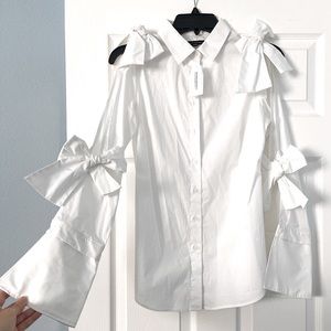 New!Banana Republic tie bow sleeve poplin shirt.